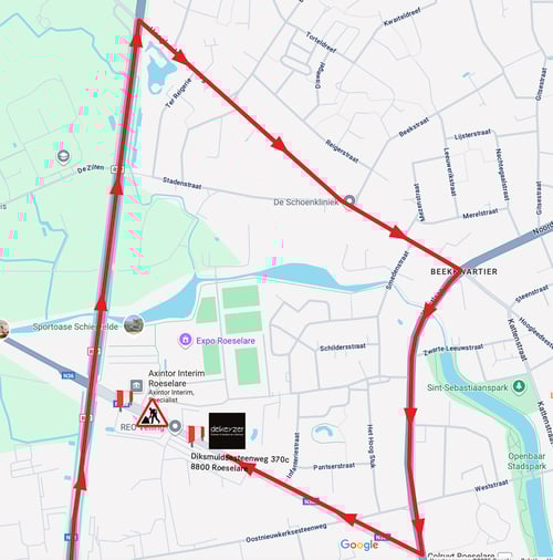 Kaart Roeselare toegang Dekeyzer